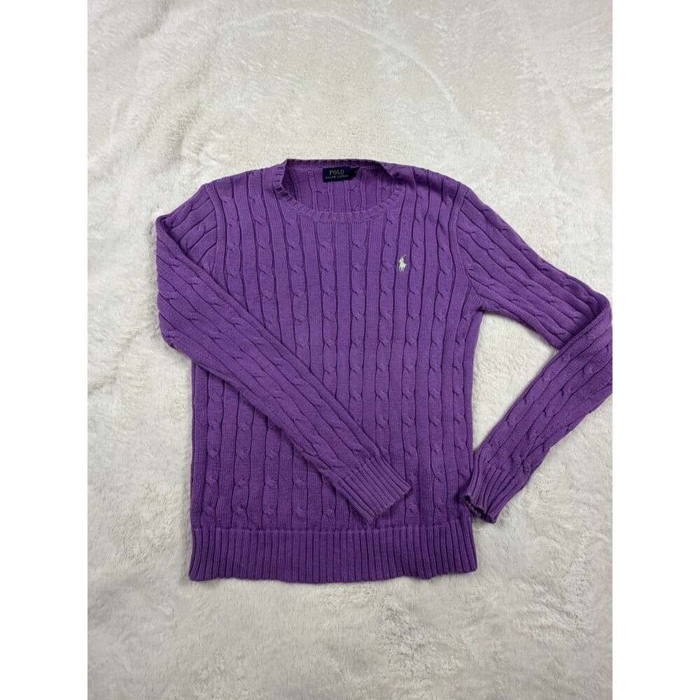 Polo Ralph Lauren Cable Knit Womens Purple Sweater Size S